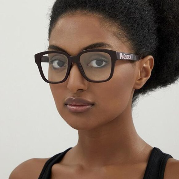 Alexander McQueen AM0333O 002 Square Eyeglasses 52mm - Black - Picture 3 of 10